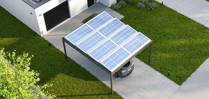 Carport mit Photovoltaik auf dem Dach